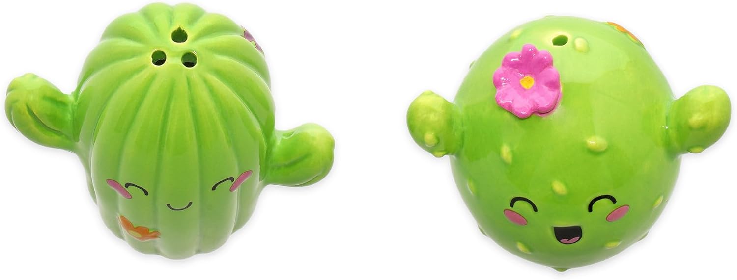 Legami - Ceranica Salt and Pepper Set, Cactus Theme, Hand-Decorated Ceramic