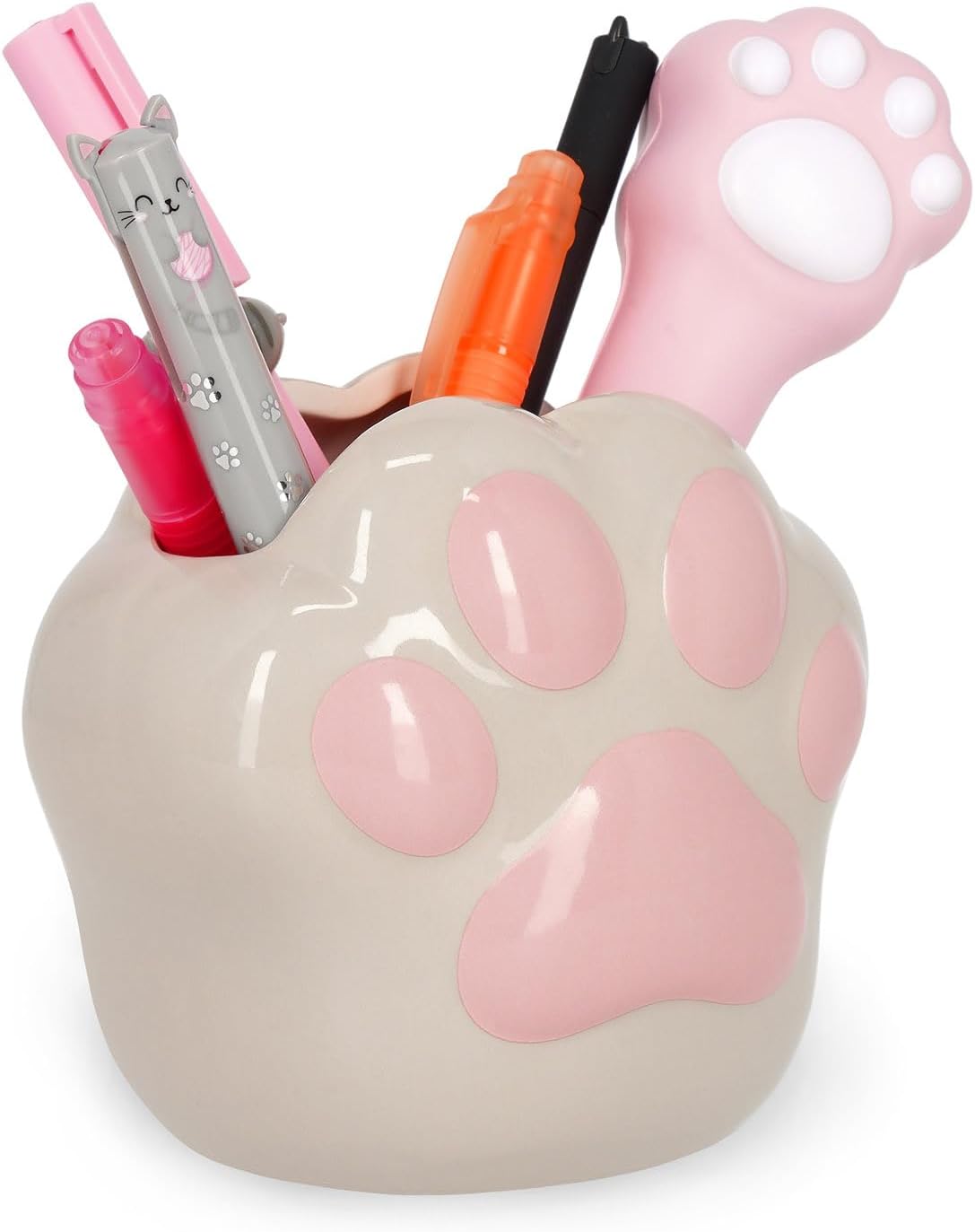 LEGAMI - Ceramic Pen Holder, Kitty Paw Theme, Desk Friends, Hand Painted, Gift Idea, Desk Organizer