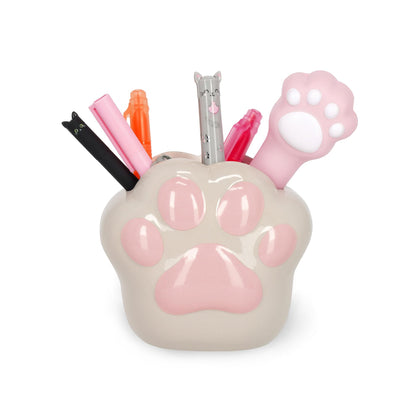 LEGAMI - Ceramic Pen Holder, Kitty Paw Theme, Desk Friends, Hand Painted, Gift Idea, Desk Organizer
