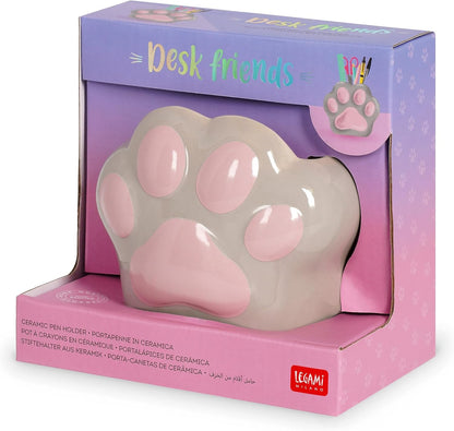 LEGAMI - Ceramic Pen Holder, Kitty Paw Theme, Desk Friends, Hand Painted, Gift Idea, Desk Organizer