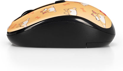 Legami - Wireless Mouse with Ultra Compact USB Receiver, Corgi Theme, 3 Speed Options, ABS Material, Wireless Connection up to 10 m