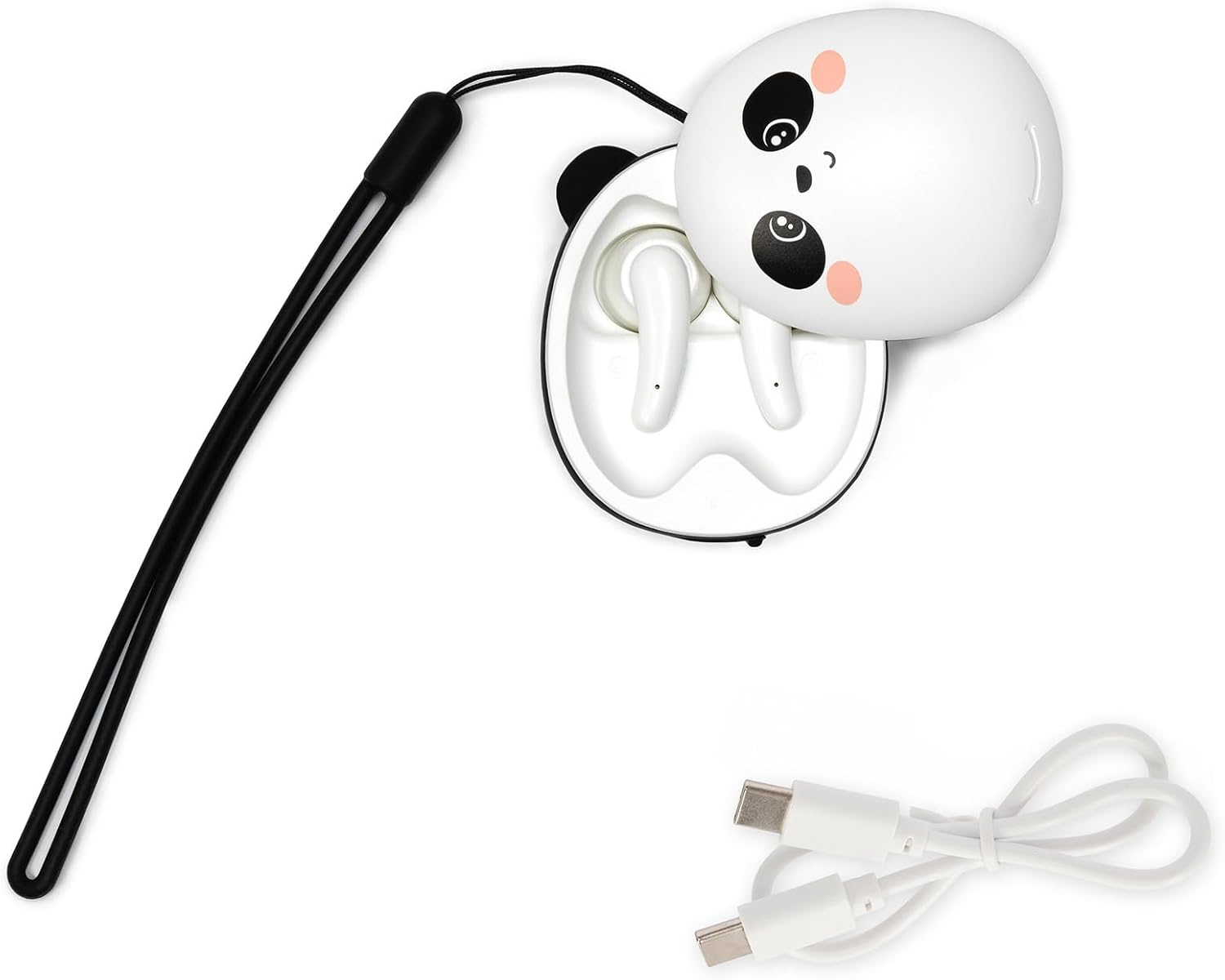 Legami - Bluetooth Headphones, Panda Theme, Wireless Headphones, Automatic Connection iOS and Android, Dual Microphone Built-in, Touch Sensor, Charging Cable Included