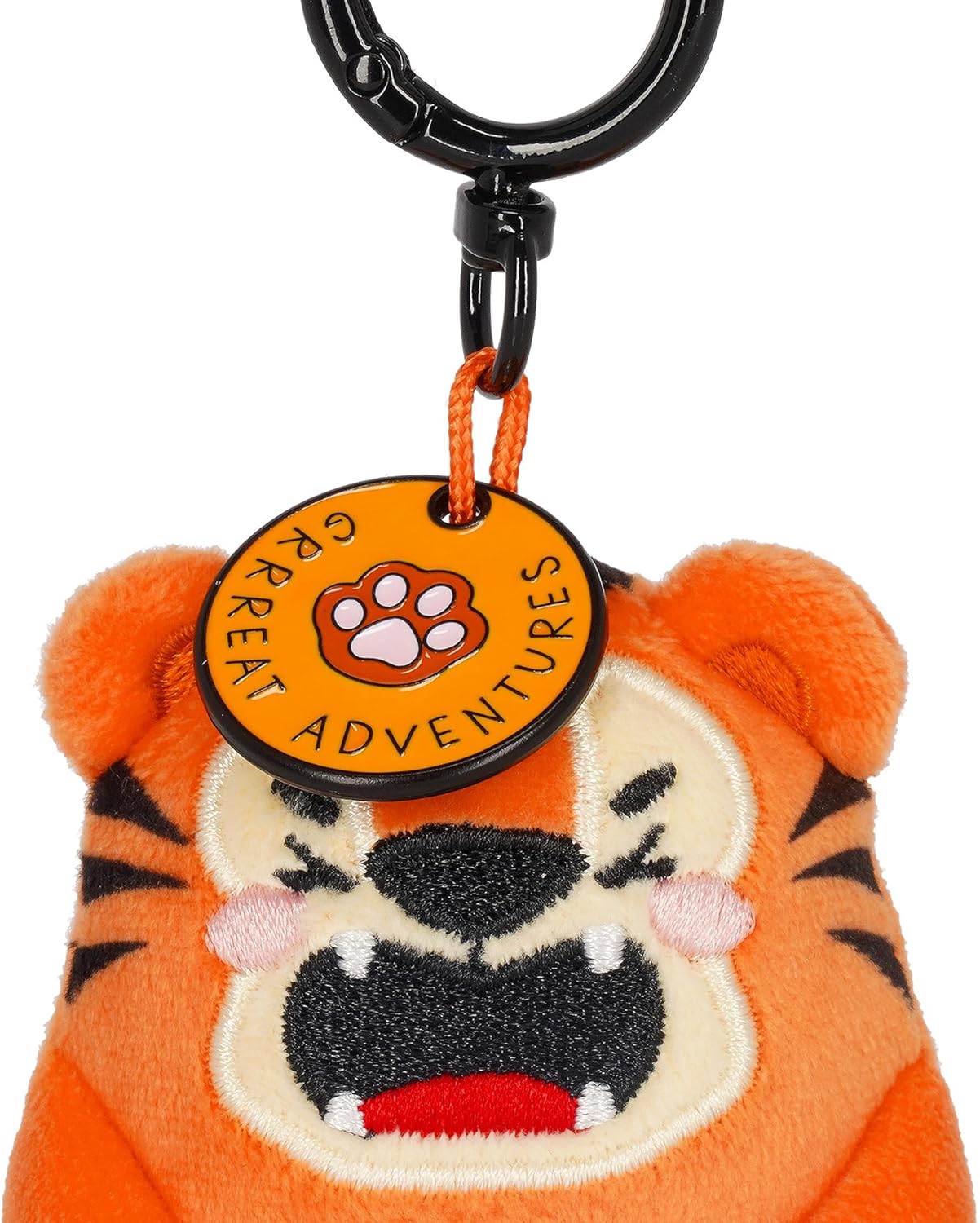 Legami - Super Soft! Tiger Themed Keyring, Plush Keychain, Pendant with Engraved Message and Zinc Carabiner, 7 x 11 cm