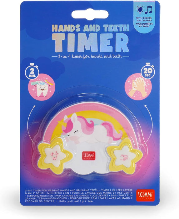 Legami - 2 in 1 Hand and Teeth Timer - Hands and Teeth Timer - Unicorn Theme, 2 Minutes for Teeth Brushing and 20 Seconds for Hand Wash