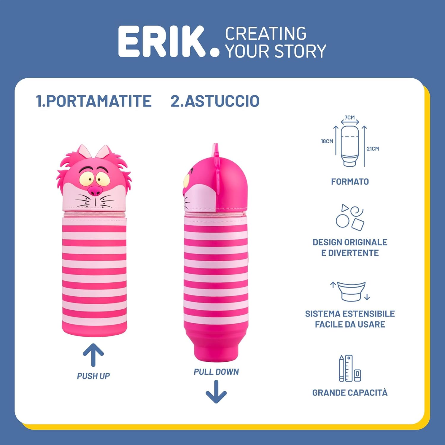 Grupo Erik Astuccio Alice nel Paese delle Meraviglie 3D - Astuccio Scuola Piccolo in Morbido Silicone, Portapenne da Scrivania 2 in 1 | Back to School: Cancelleria Bambino e Bambina (7 x 18 cm)