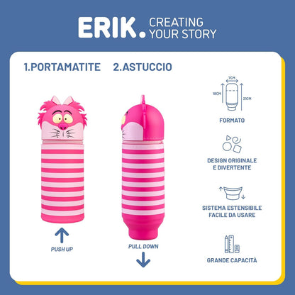 Grupo Erik Astuccio Alice nel Paese delle Meraviglie 3D - Astuccio Scuola Piccolo in Morbido Silicone, Portapenne da Scrivania 2 in 1 | Back to School: Cancelleria Bambino e Bambina (7 x 18 cm)