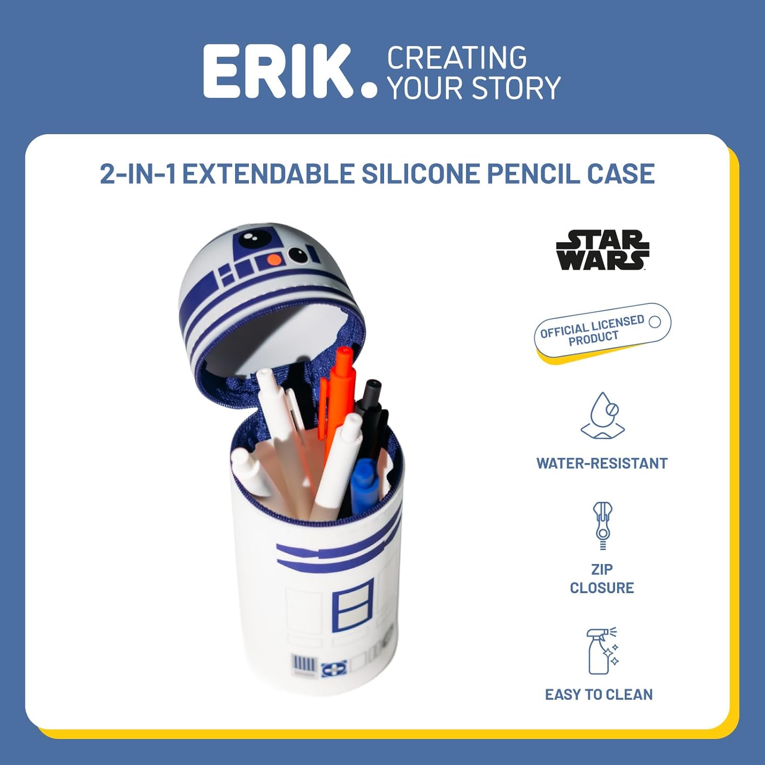Grupo Erik Mäppchen Star Wars RD-D2 1 Fach - Stift Etui Schule - Federmäppchen Mädchen Schlampermäppchen Jungen Federtasche Star Wars Merch