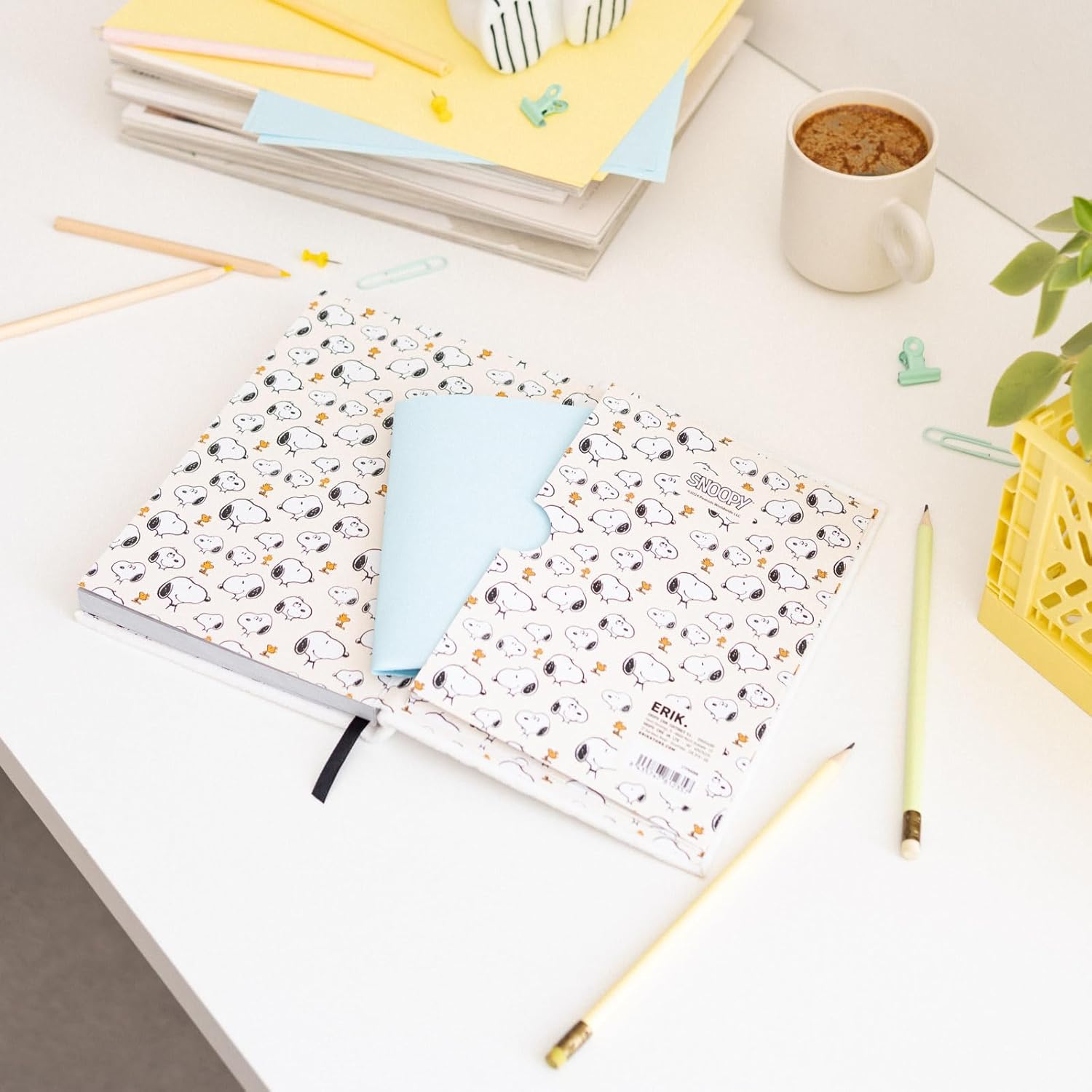 Grupo Erik A5 Notebook Hardback - Snoopy Stationery | Plush Cover, Bullet Journal Dotted Note Book, Dotted Notebook A5 Sketchbook | Snoopy Gifts For Dog Lovers