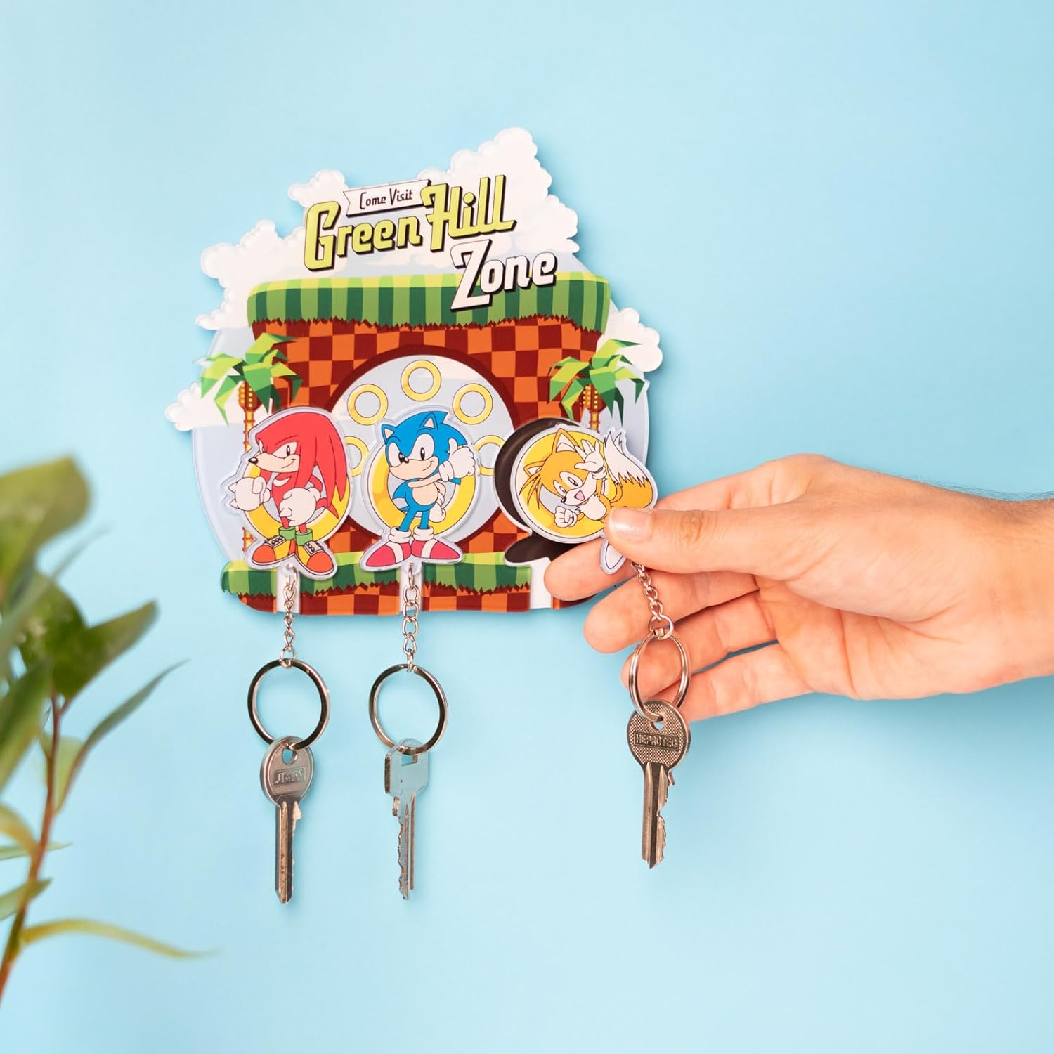 Grupo Erik Portachiavi Sonic da Parete con 3 Appendichiavi Casa | Porta Chiavi da Muro per Casa con Ancoraggi : Gadget Sonic Compleanno - Licenza Ufficiale (16x16 cm