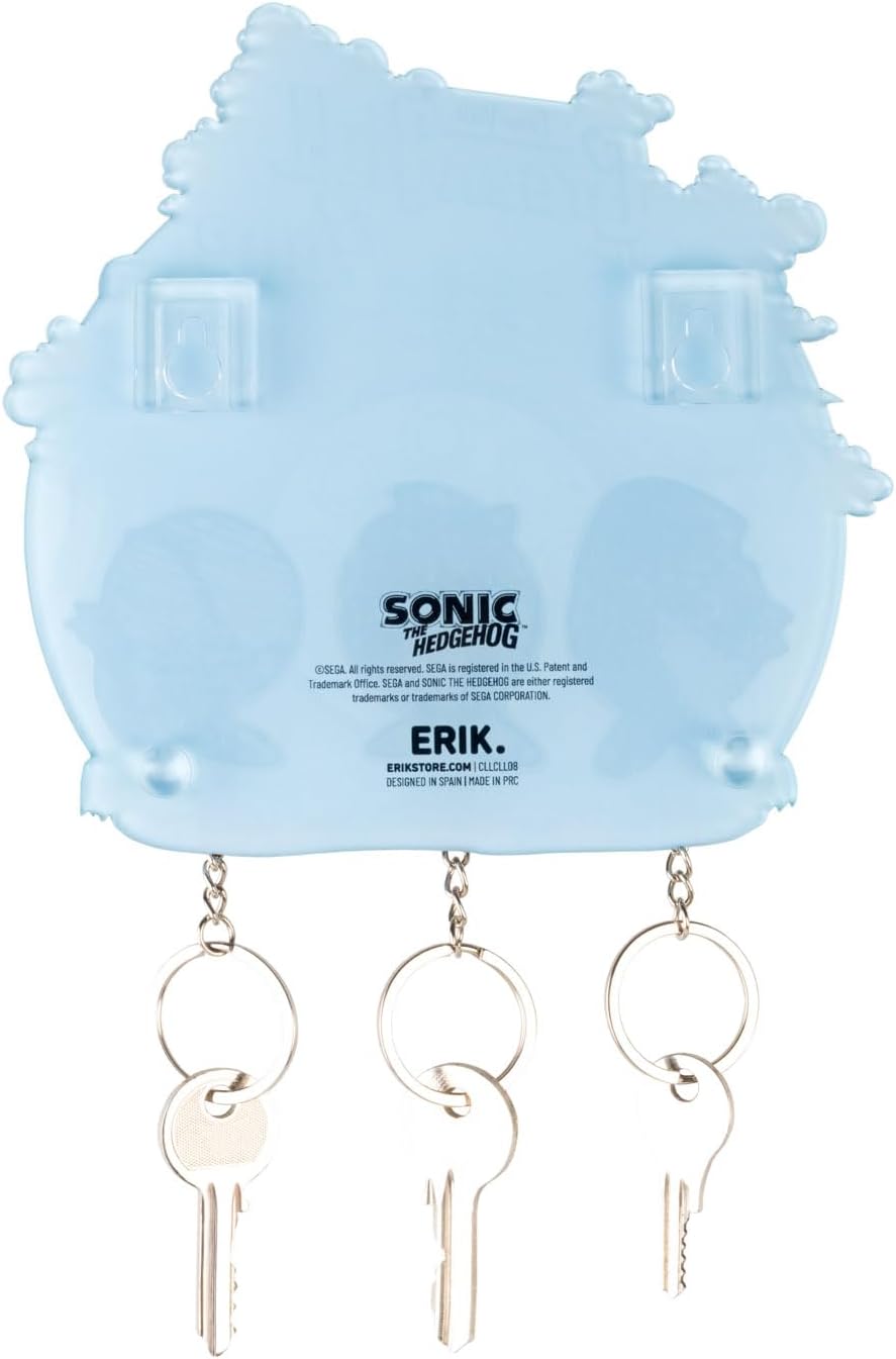 Grupo Erik Portachiavi Sonic da Parete con 3 Appendichiavi Casa | Porta Chiavi da Muro per Casa con Ancoraggi : Gadget Sonic Compleanno - Licenza Ufficiale (16x16 cm