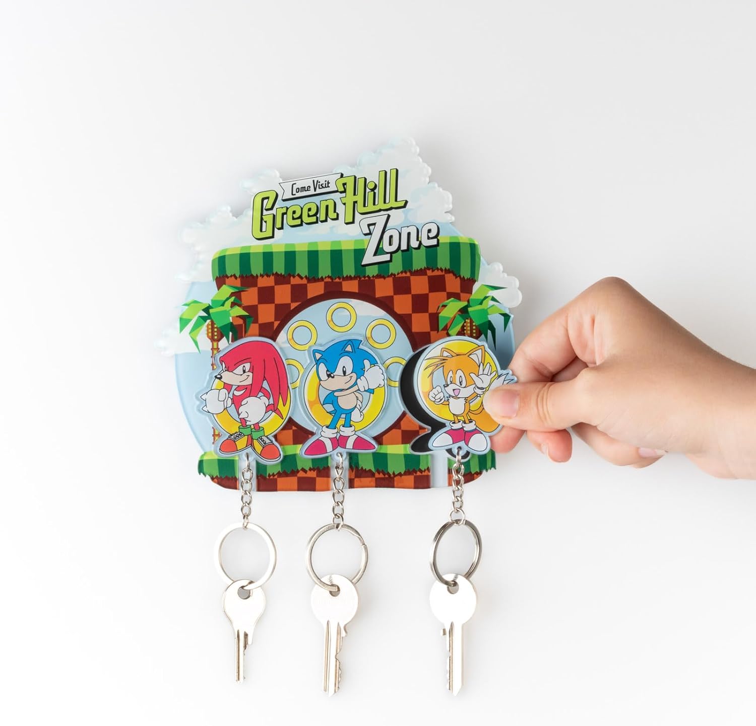 Grupo Erik Portachiavi Sonic da Parete con 3 Appendichiavi Casa | Porta Chiavi da Muro per Casa con Ancoraggi : Gadget Sonic Compleanno - Licenza Ufficiale (16x16 cm