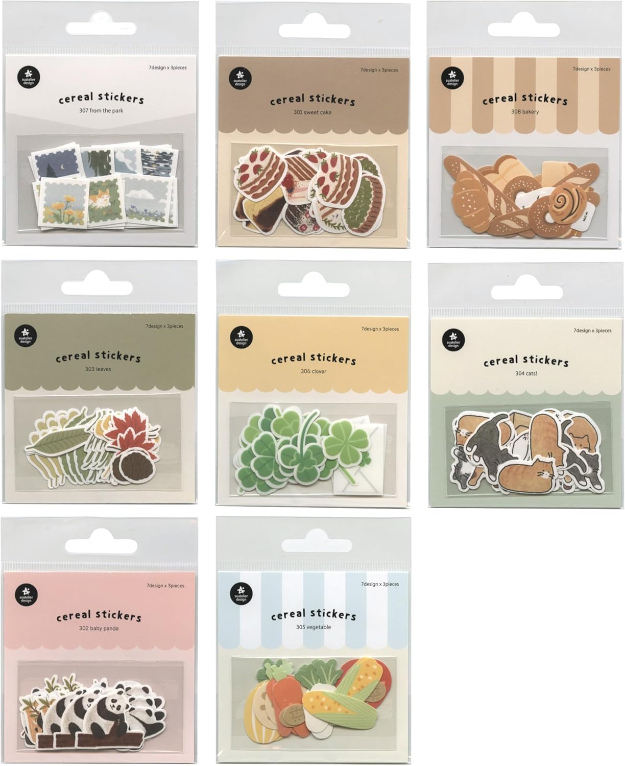 Swaterie Serial Stickers 303 Leaves 7 Types, 3 Sheets Each 21 Sheets