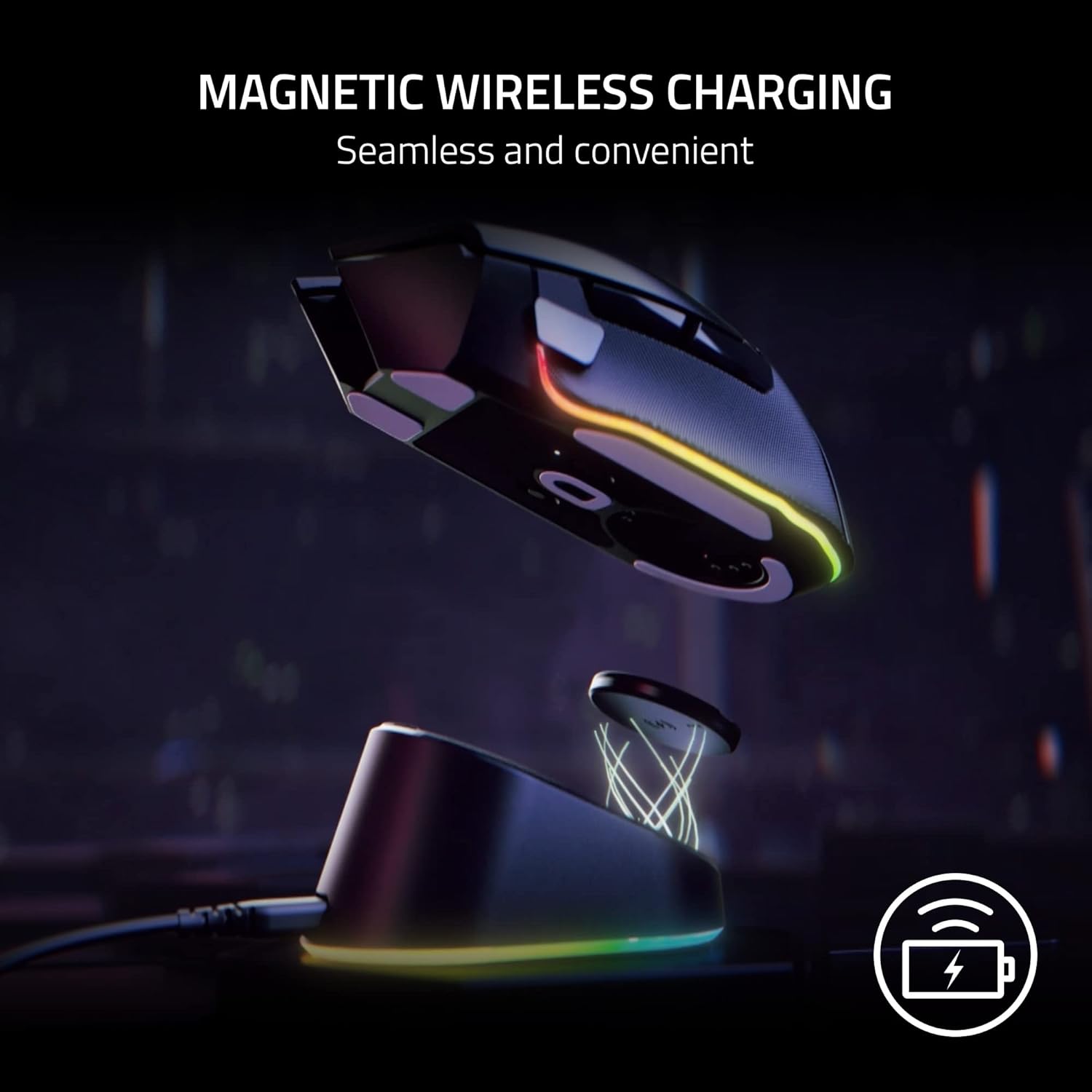 Razer Mouse Dock Pro & Charging Puck - Magnetisch draadloos oplaadstation en oplaadmodule voor compatibele muizen (magnetisch dock met laadstatus RGB-verlichting, antislip gekko-voeten, oplaadpuck