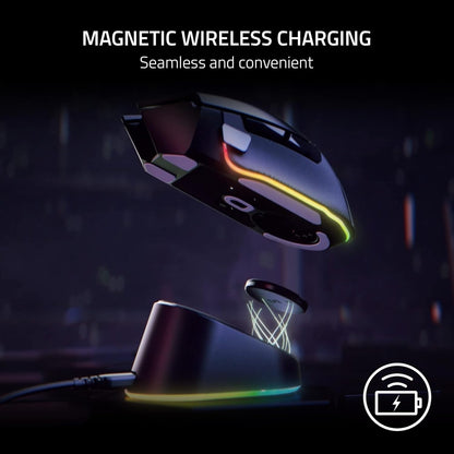 Razer Mouse Dock Pro & Charging Puck - Magnetisch draadloos oplaadstation en oplaadmodule voor compatibele muizen (magnetisch dock met laadstatus RGB-verlichting, antislip gekko-voeten, oplaadpuck