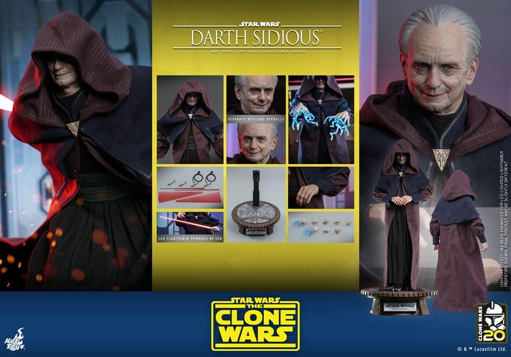 Hot Toys Star Wars: The Clone Wars - Statuetta 1/6 Darth Sidious 29 cm