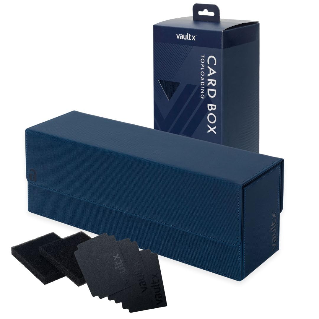 Vault X Trading Card Storage Box, Premium Exo-Tec Material, Detachable Magnetic Lid, Dividers & Foam Fillers, Organise Deck Boxes, Toploaders, Sleeved Cards, for Collectible Games, Sports, TCG (Blue