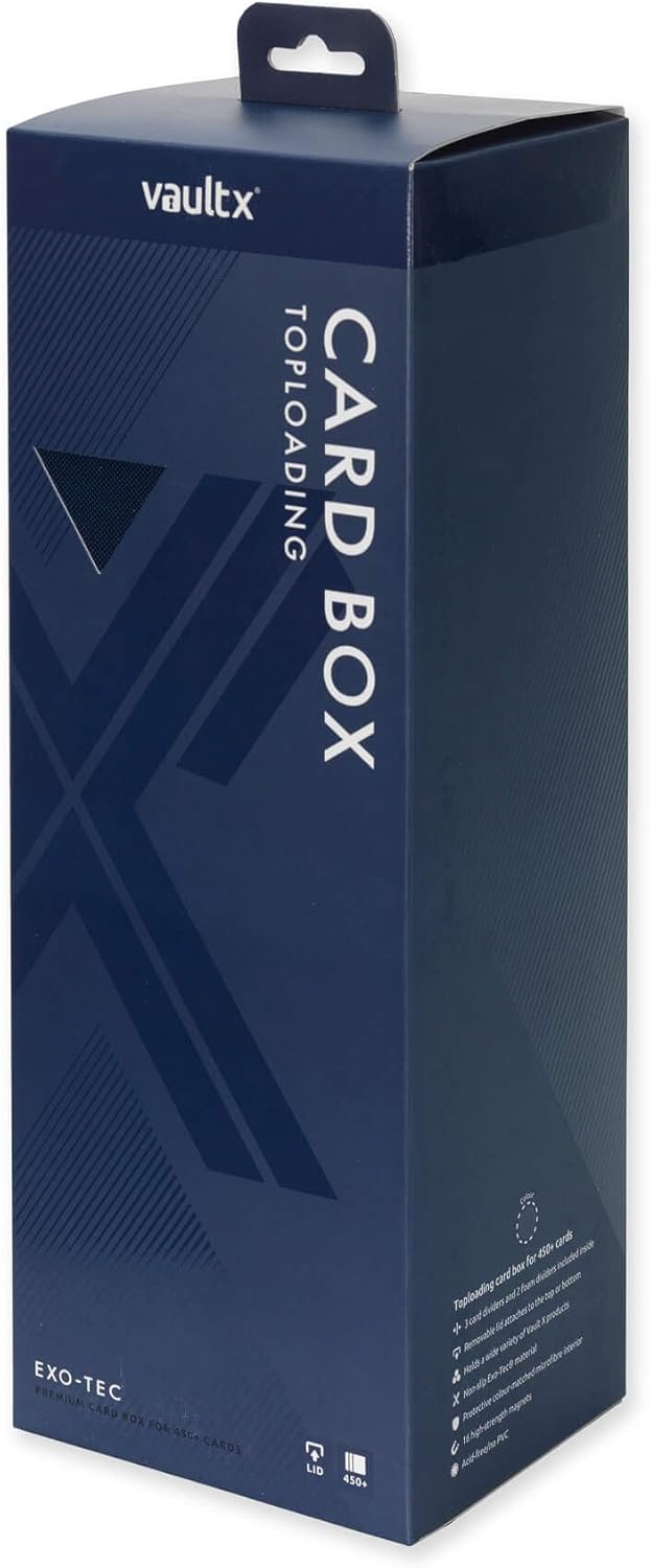Vault X Trading Card Storage Box, Premium Exo-Tec Material, Detachable Magnetic Lid, Dividers & Foam Fillers, Organise Deck Boxes, Toploaders, Sleeved Cards, for Collectible Games, Sports, TCG (Blue