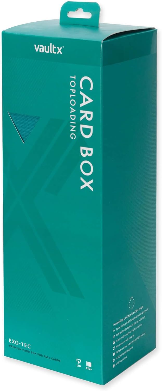 Vault X Trading Card Storage Box, Premium Exo-Tec Material, Detachable Magnetic Lid, Dividers & Foam Fillers, Organise Deck Boxes, Toploaders, Sleeved Cards, for Collectible Games, Sports, TCG (Teal