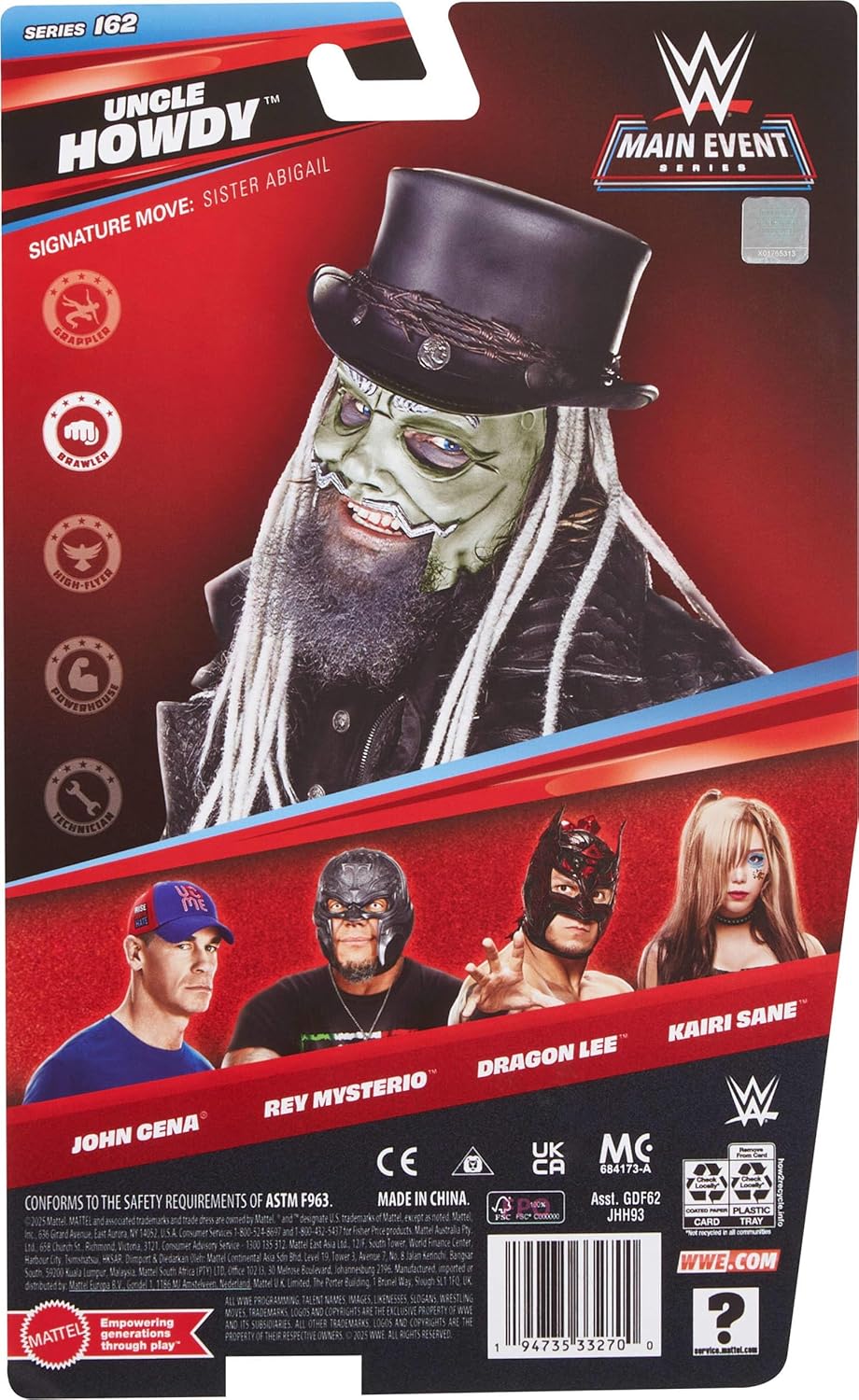 Mattel WWE Uncle Howdy Action Figure, Main Event Series #162, 6-inch Collectible Superstar with 14 Articulation Points & Life-Like Look, JHH93