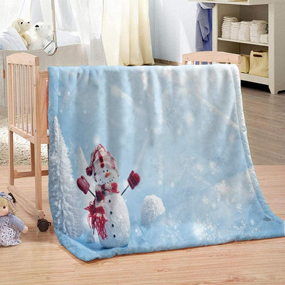 Plaid Couverture Polaire Bonhomme De Neige Couverture de Lit en Flanelle Jeté de Lit Douce et Chaude Plaid Jeté de Canapé Flanelle Couverture de Canapé Légère pour Chambre et Voiture 180x200cm