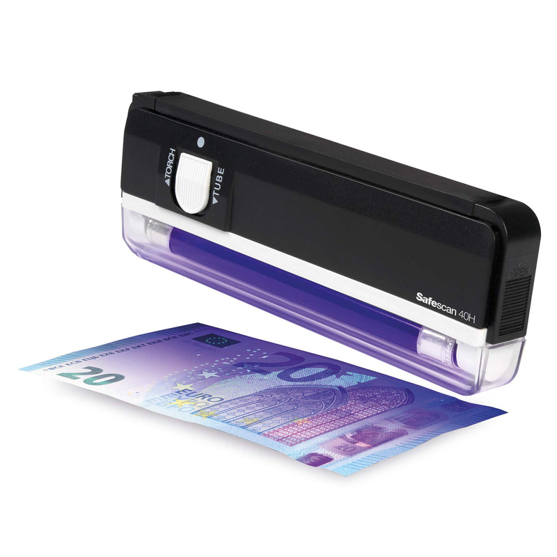 Safescan 40H Portable Counterfeit Money Detector that checks banknotes, credit cards and ID's - UV Money Checker For New Notes - Fake Money Note Checker with UV Light - UV Light Money Checker Machine