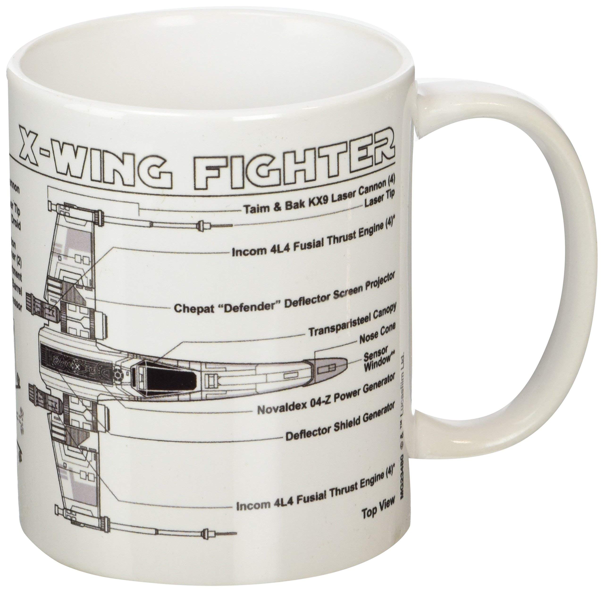 Star Wars X-Wing Fighter Sketch Unisex Tasse Standard Keramik 0,3 l Fan-Merch, Filme, 1 Stück (1er Pack