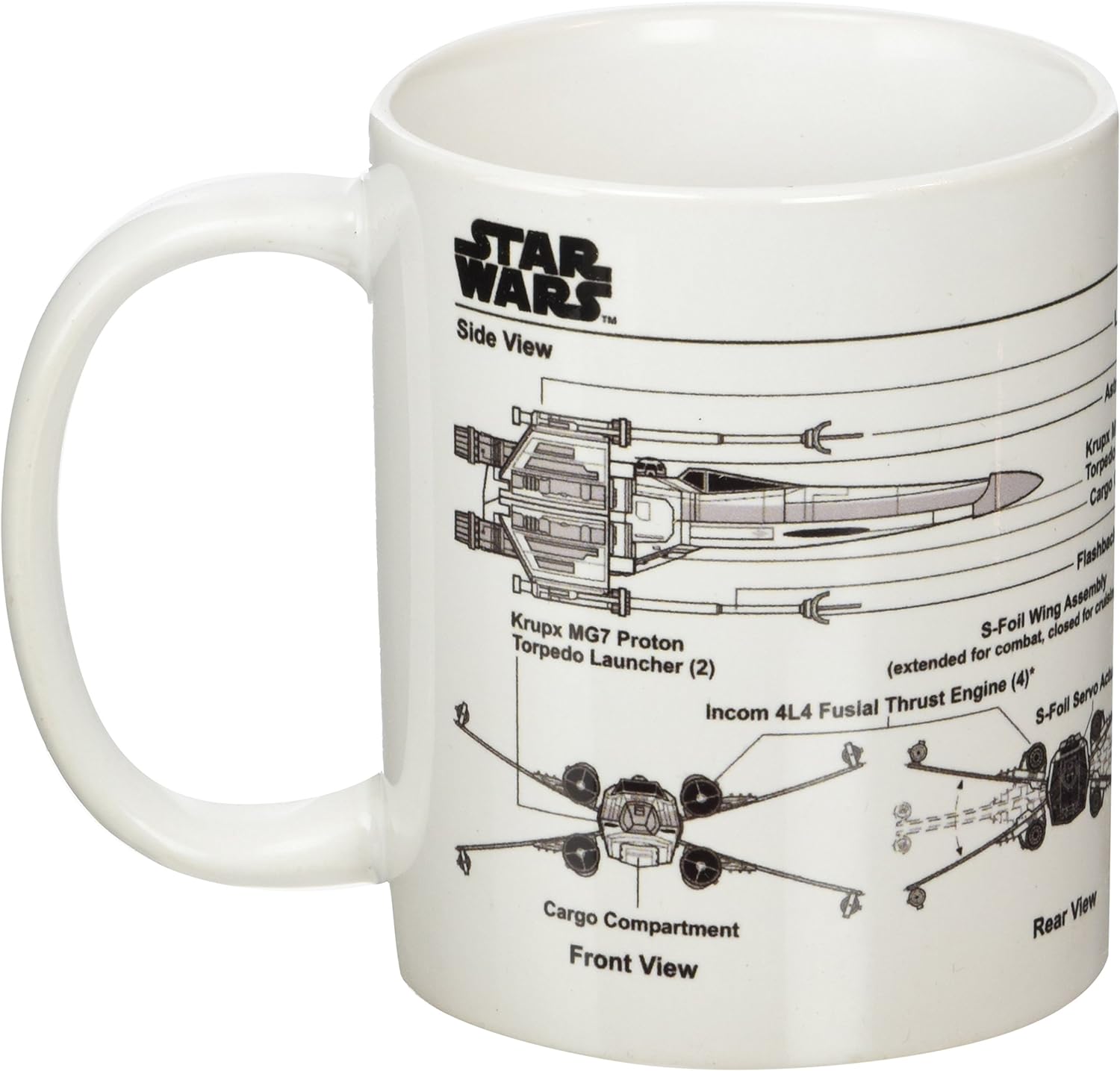 Star Wars X-Wing Fighter Sketch Unisex Tasse Standard Keramik 0,3 l Fan-Merch, Filme, 1 Stück (1er Pack