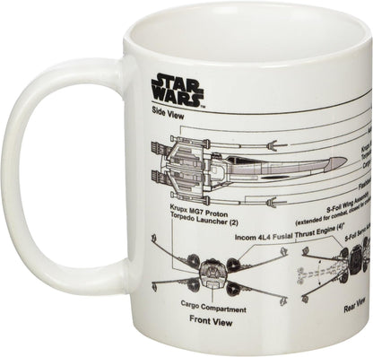 Star Wars X-Wing Fighter Sketch Unisex Tasse Standard Keramik 0,3 l Fan-Merch, Filme, 1 Stück (1er Pack
