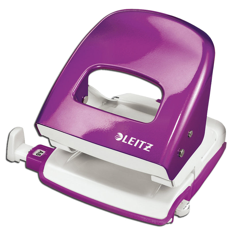 Leitz Hole Punch, 30 Sheets, Guide Bar with Format Markings, Metal, WOW Range, 50081062