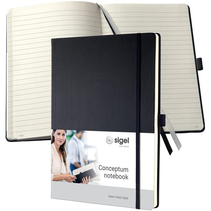 SIGEL CO112 Premium Notebook lined, A4, hardcover, Black - Conceptum