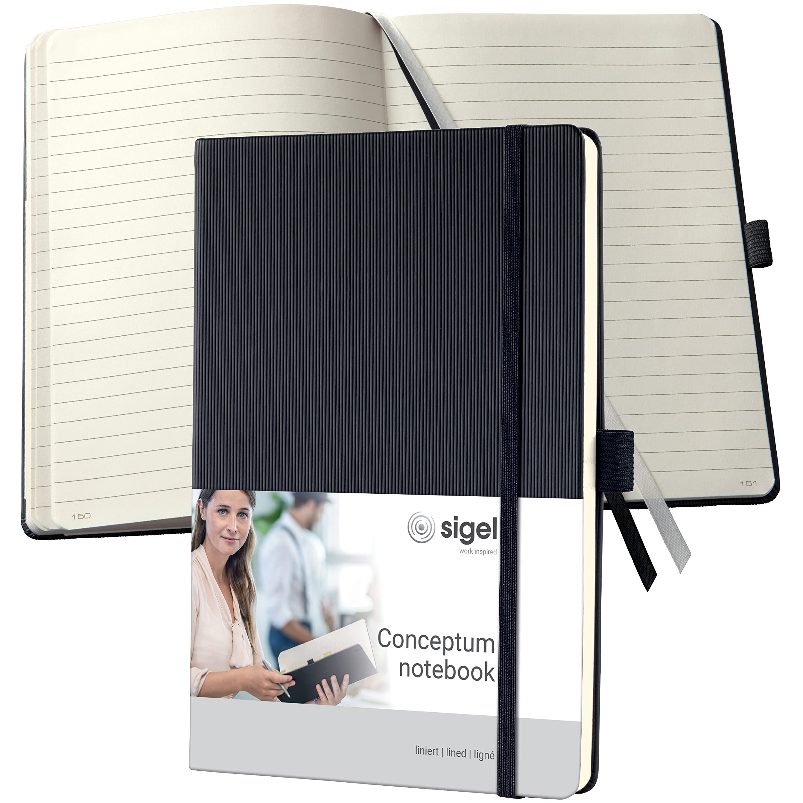 SIGEL CO122 Premium Notebook lined, A5, hardcover, Black - Conceptum