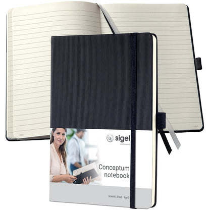 SIGEL CO122 Premium Notebook lined, A5, hardcover, Black - Conceptum