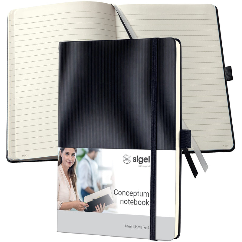 SIGEL CO122 Premium Notebook lined, A5, hardcover, Black - Conceptum