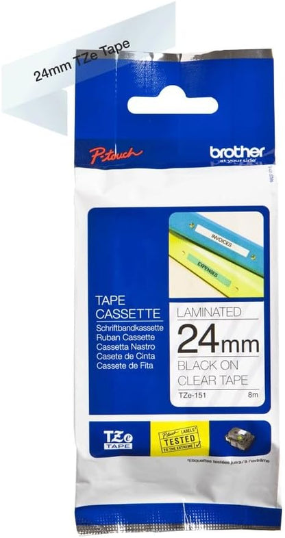 Brother Labelling Tape Cassette, Black on Clear