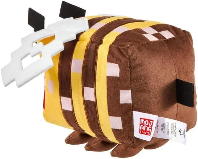 Minecraft The Game: Angry Bee 8" Plush Character Collectible Stuffed Animal - Soft Doll Inspired by Video Game Character