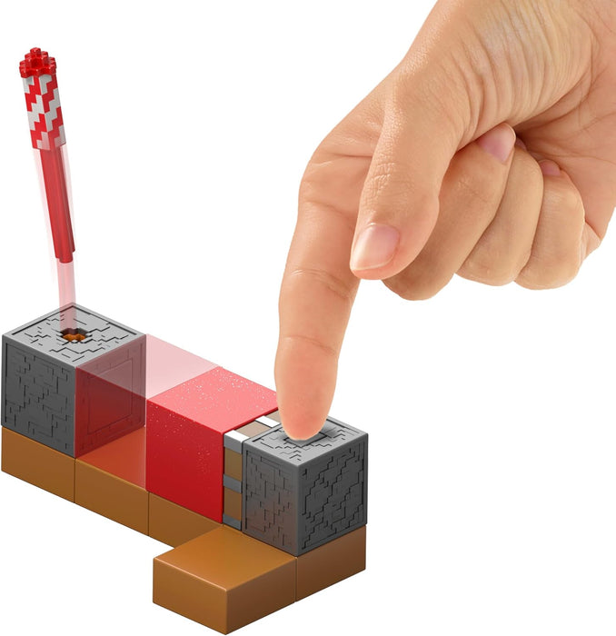 Mattel Minecraft Redstone Charged Series Action Figure & Accessories, Protector’s Firework Launcher Set with Launch Feature, 3.25-inch Scale Collectible Toy, JKK10