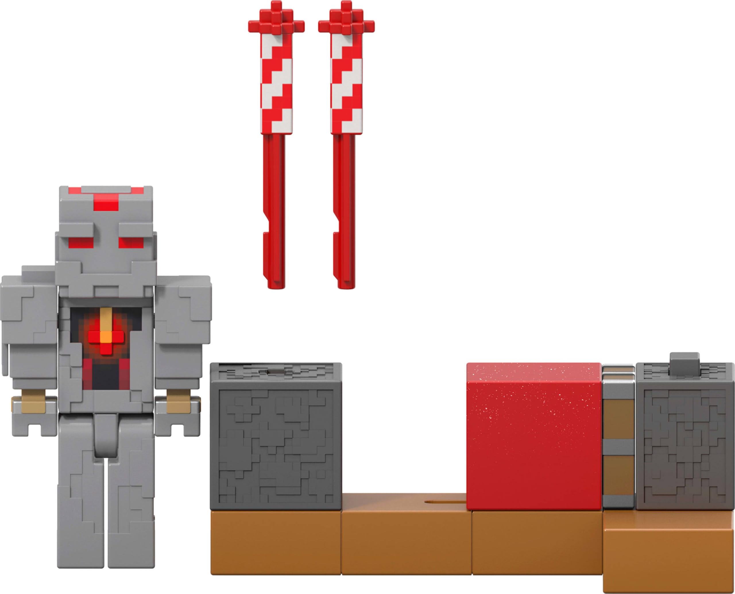 Mattel Minecraft Redstone Charged Series Action Figure & Accessories, Protector’s Firework Launcher Set with Launch Feature, 3.25-inch Scale Collectible Toy, JKK10