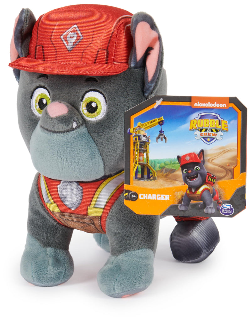 Rubble & Crew, Premium Stuffed Animals, 17.7-cm Charger Plush Toy in Construction Uniform, Kids’ Toys for Boys & Girls Aged 3 and up
