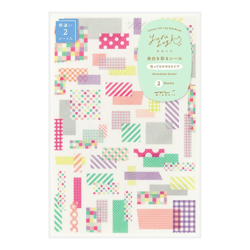 Midori Seals 82707006 Loose Log, 2 Pieces, Collage, Tape Pattern