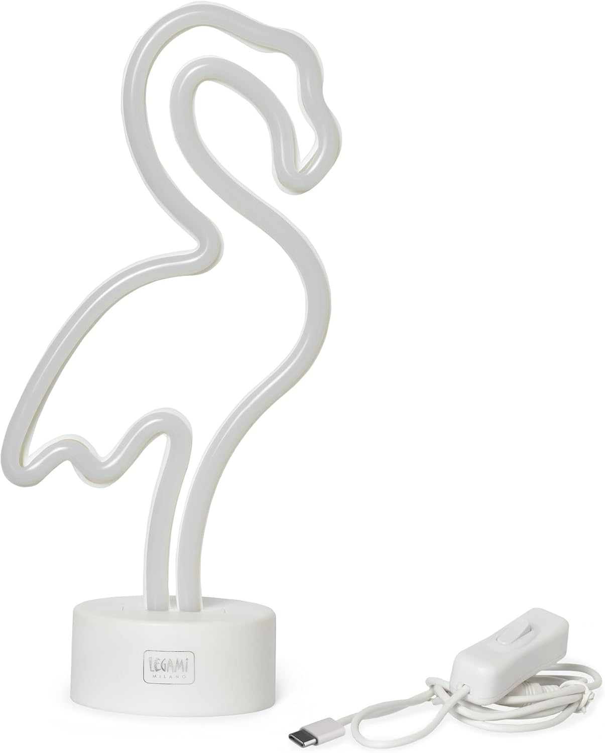 Legami - Neon Effect LED Lamp, It's a Sign, Flamingo, Dual Power Supply, Type-C Cable (Included) or Batteries (Not Included), Table Lamp