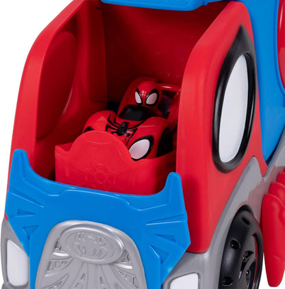 Jazwares MARVEL Spidey and His Amazing Friends Transforming Hauler Raceway - 9-Inch Vehicle and Trackset with Exclusive Amazing Metal
