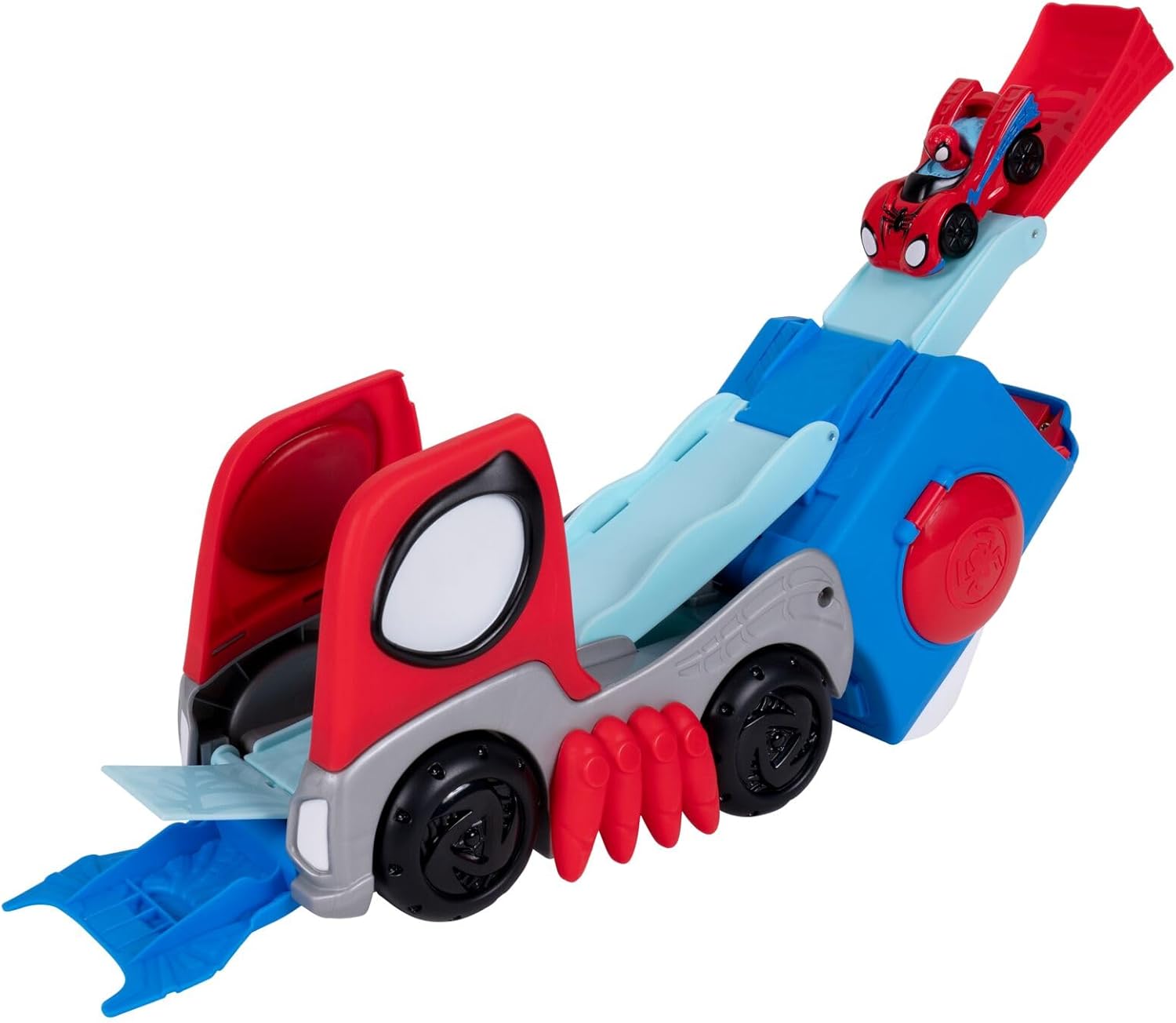 Jazwares MARVEL Spidey and His Amazing Friends Transforming Hauler Raceway - 9-Inch Vehicle and Trackset with Exclusive Amazing Metal