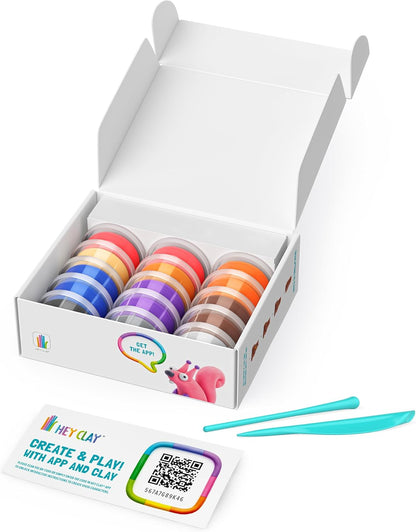 Hey Clay Waldtiere-Set – bunte Modellier-Kinder – lufttrockenes Ton-Set 15 Dosen und Modellierwerkzeuge mit lustiger interaktiver Anleitung (evtl. nicht in deutscher Sprache)