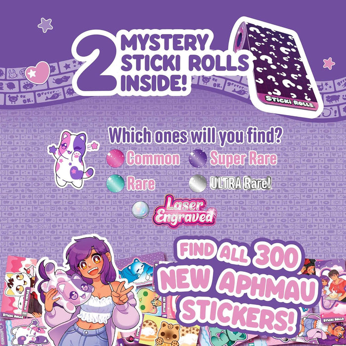 Sticki Rolls X Aphmau Capsules - Surprise Blind Pack, Includes 50 Stickers, Custom Bracelet & Charm, Kawaii Collectable Fun