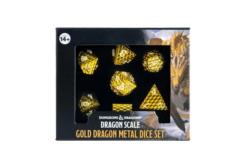 Fanroll Dungeons & Dragons D&D Dragon Scale Metal Dice Set: Gold