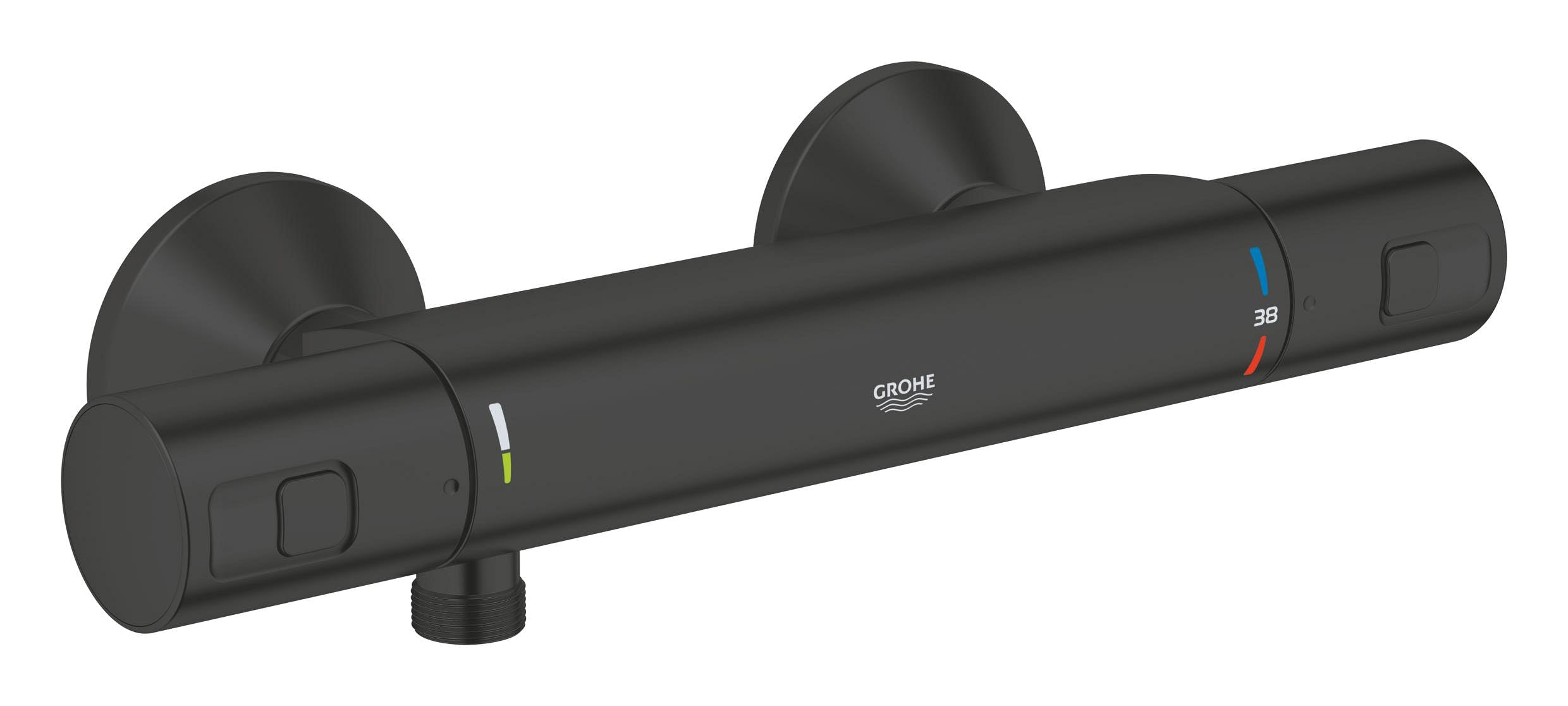 Grohe Precision Start Douchekraan - Thermostatisch - Zonder Omstel - Koppelingen - Hoh=15Cm - Mat Zwart