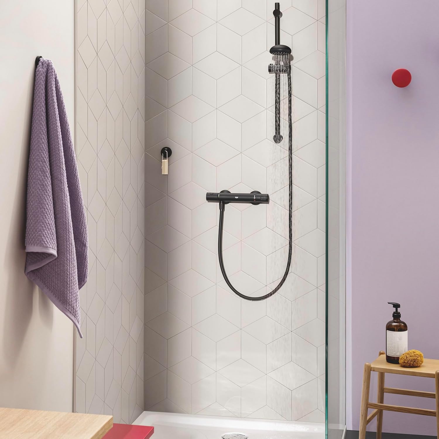 Grohe Precision Start Douchekraan - Thermostatisch - Zonder Omstel - Koppelingen - Hoh=15Cm - Mat Zwart