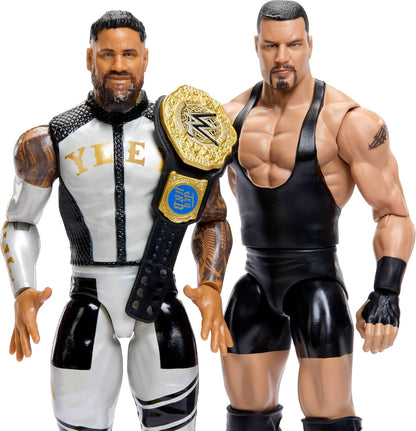 Mattel WWE Main Event Showdown Action Figures 2-Pack with Accessory, Series #25 Bron Breakker vs Jey Uso Collectible Set, 6-inch, JHJ57