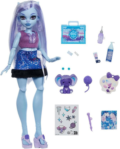 Monster High Coffret Secrets De Beauté Terreur & Bien-être Abbey Bominable, poupée et accessoires avec 13 surprises réalistes dont du henné, de la peinture et du crochet