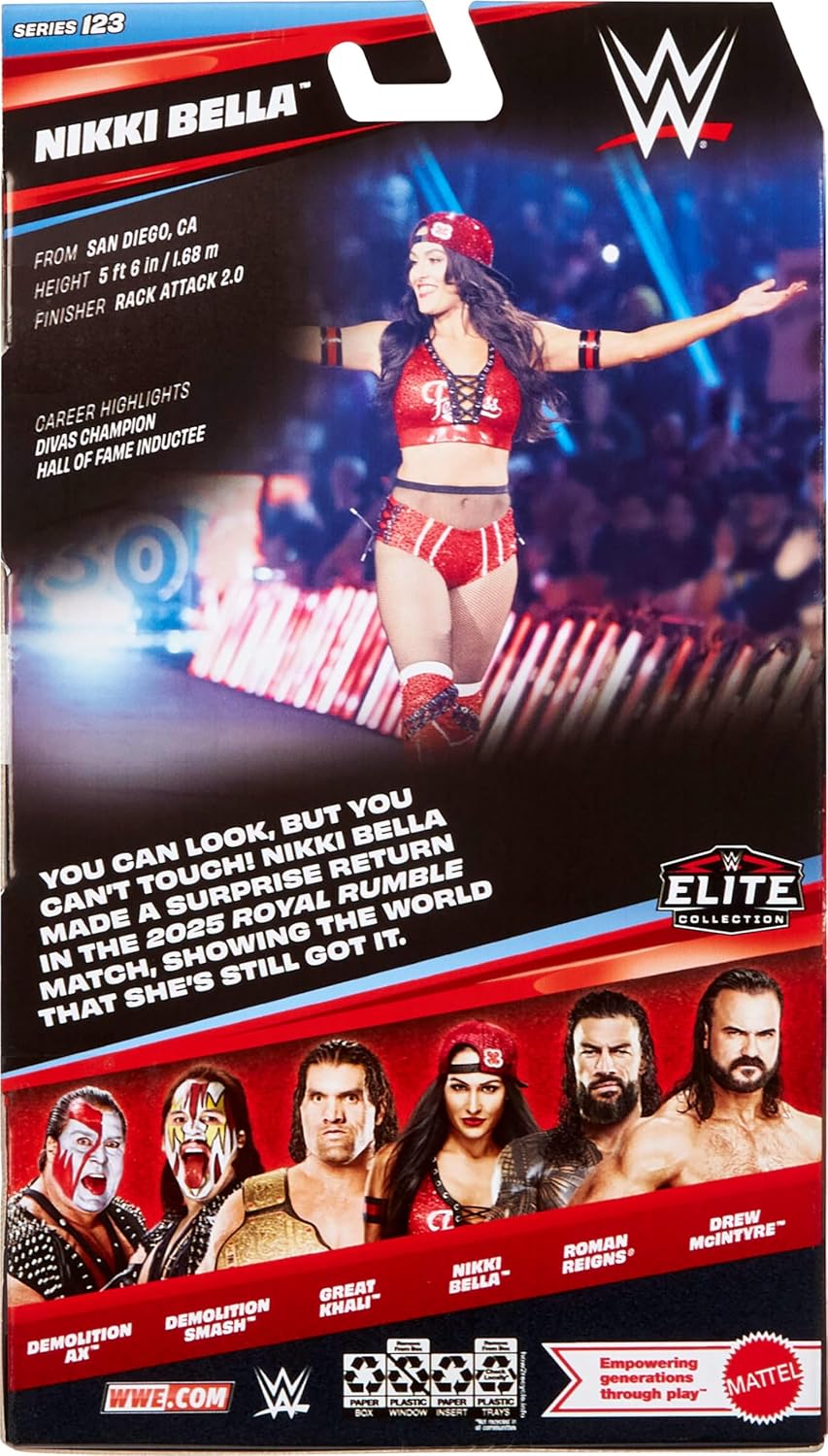 Mattel WWE Elite Action Figure & Accessories, Series #123 Set, 6-inch Collectible Nikki Bella with 25 Articulation Points & Swappable Hands